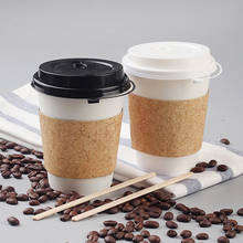 50pcs High quality white disposable coffee cup cold hot drink takeaway packaging paper cup with lid and kraft paper sleeve 2024 - buy cheap