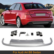 Автомобильный задний диффузор из ПП с глушителем выхлопной трубы для Audi A4 B8 Sedan 4 Door Non Sline S4 RS4 2009-2012 2024 - купить недорого