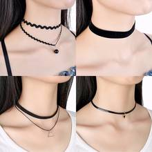 10pcs/Zircon Gothic Punk Style Velvet Tattoo Lace Collar Long Black Collar Necklace Pendant Jewelry Lady 2021 2024 - buy cheap