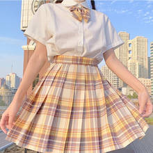 Saia plissada de cintura alta para verão y2k, e-girl, fofura, senhoras gentis, jk, uniforme da escola japonesa, estudantes, kawaii, mini saia feminina 2024 - compre barato