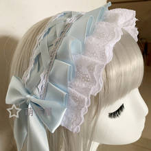 Acessórios para cabelo de princesa lo niang japonês azul claro, acessórios de cabelo para meninas doce kawaii lolita de princesa 2024 - compre barato