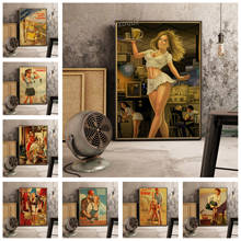 Decoração vintage guerra mundial cartaz de menina sexy sala parede arte decoração de casa pintura de tela sala pintura k459 2024 - compre barato