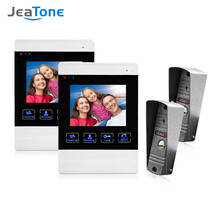 Jeatone 4 Inch TFT Wired Smart Video Door Phone Intercom System with 2 Night Vision Monitor +2x1200TVL Rainproof Doorbell Camera 2024 - buy cheap