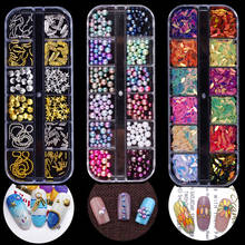 1 caja de diamantes de imitación para uñas 3D, Cristal AB, transparente, gemas, perlas, adornos Nail Art, remache dorado, diamantes de imitación 2024 - compra barato