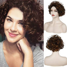 Synthetic Wigs Short Curly Wigs For Women Heat resistant With Natural Part Side Brown Black,Daily use,Cosplay,work wigs 2024 - buy cheap