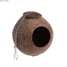 Pet Coconut Shell Bird Parrot Nest House Hut Cage Feeder Toy With Chain Budgie Parakeet Cockatiel Conure Hideaway Husk 2024 - buy cheap