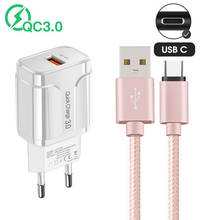 For Samsung A52 A32 Xiaomi Redmi Note 10 9 8 7 Pro Mobile Phone Charger USB Adapter X Power QC 3.0 quick Charge Type C USB Cable 2024 - buy cheap