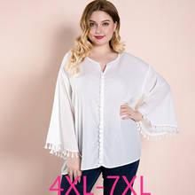 New spring summer plus size tops for women blouse large long sleeve casual loose chiffon Sunscreen shirt white 4XL 5XL 6XL 7XL 2024 - buy cheap