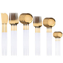 24pcs White Gold Cutlery Sets Luxury Dinnerware Tableware 18/10 Silverware Stainless Steel Table Dinner Knife Dessert Fork Spoon 2024 - buy cheap