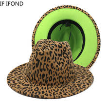 Sombrero Fedora de ala ancha con estampado de leopardo para hombre y mujer, sombrero de fieltro de lana, plano, Vintage, dos tonos, Panamá, Jazz 2024 - compra barato
