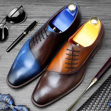 New Arrival Handmade Genuine Leather Men's Wedding Oxfords Mixed Colors Sheepskin Lining Man Formal Dress Party Shoes BQL186 2024 - buy cheap