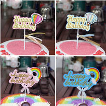 Decoração de bolo arco-íris, decoração dourada para bolo de aniversário de crianças 2024 - compre barato
