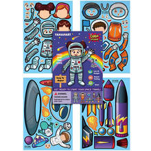 4 Sheets DIY Space Puzzle Stickers Kids Games Make-a-Face Rocket Girls Boys Assemble Toys For Children Girls Montessori Jigsaw 2024 - buy cheap