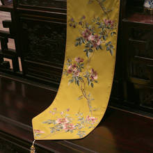 Corredores de mesa bordados de flores de melocotón de alta calidad, decoración de armario de zapatos, mesa de comedor, estilo chino, verde y amarillo 2024 - compra barato