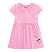 Little Maven New Summer Children Pink 3D Bee Appliques O-neck  Girls 2-7yrs  Short-Sleeved Cotton Knitted Cute Dresses 2024 - buy cheap