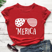 Merica Shirt New Arrival 100%Cotton Funny T Shirt Women's 4th of July Shirt Flag Shirts Star Spangled Hammered Shirts 2024 - buy cheap