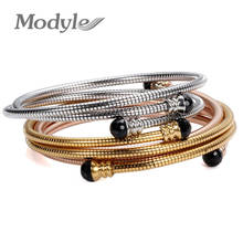 Modyle Fashion Love Spring Chain Crystal Bracelet Gold/Rose Gold/Silver Color Stainless Steel Charm Bracelet Bangle For Women 2024 - buy cheap