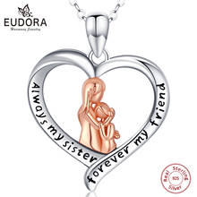 Eudora 925 Sterling Silver Sister Heart Charm Pendant Good Friends Rose Gold Color necklace Friendship Jewelry for Sisters Gift 2024 - buy cheap