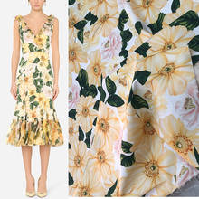 145 см ширина, Модная хлопковая ткань с цветочным принтом камелии для женщин, летнее платье, блузка, ткань «сделай сам» для шитья 2024 - купить недорого