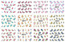 12 In 1 Nail Stickers Set Floral/Christmas/Animal/Cartoon Nail Art Water Transfer Decals Flower Tattoos Slider Manicure Stickers 2024 - buy cheap