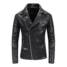 Chaqueta delgada de motocicleta para hombre, chaqueta de cuero PU con cuello vuelto, con cremallera y bolsillo, ropa de invierno, 4XL 2024 - compra barato