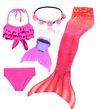 Hot Sale Girls Ariel Swimming Mermaid Tails for Costume Cosplay Kids Children Little Mermaid Swimsuit Swim MonoFin Cosplay Wigs 2024 - buy cheap