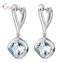 New Fashion 925 Sterling Silver Earrings For Sale High Quality Trendy Square Rhinestones Dangling Drop Earrings For Women 2024 - buy cheap