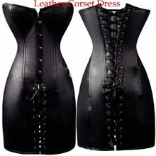 Sexy Lingerie Sets Women Faux Leather&Lace Burlesque Steampunk Corset Dress Waist Gothic Bustier Corpet Plus Size show girl 2024 - buy cheap