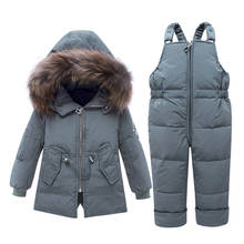 IYEAL-Conjuntos de ropa para niños, abrigo y pantalones de invierno, chaqueta de plumón, trajes de piel Real con capucha, 2 uds. 2024 - compra barato