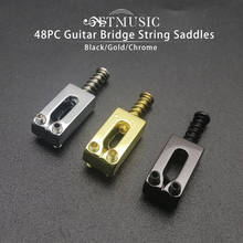 48Pcs Flat Tyle Electric Guitar Tremolo Bridge String Saddles Black/Gold/Chrome 2024 - buy cheap