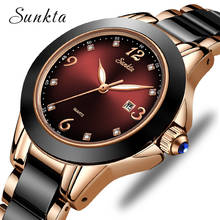 Sunkta, relógios femininos, relógios de marca de luxo, pulseira à prova d'água, relógios de pulso de diamante para mulheres, relógio de quartzo 2024 - compre barato