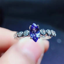 Простое дизайнерское кольцо с драгоценными камнями, бриллиантовое кольцо с натуральным танзанитом, серебряное кольцо из твердого серебра 925 пробы, свадебное кольцо из танзанита 2024 - купить недорого
