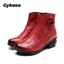 Gykaeo 2022 Female Warm Boots Lady Genuine Leather Winter Shoes for Women Handmade Short Plush Ankle Boots Woman Sapato Feminino 2024 - buy cheap