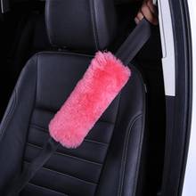 2pcs Car Auto Sheepskin Seat Belt Covers Shoulder Strap Pads Cushion Headrest Car Accessories Car Seat Belt Plush Decor Cover 2024 - buy cheap