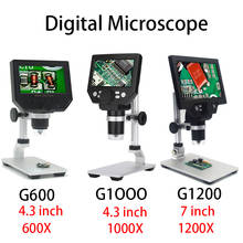 Цифровой микроскоп 600X/1000X/1200X, электронный видеомикроскоп, 4,3/7 дюймов, HD ЖК-дисплей, микроскоп для пайки, увеличительное стекло для ремонта телефонов 2024 - купить недорого
