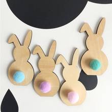 Adornos de conejo de madera de estilo nórdico para decoración de la habitación de los niños, artesanía de madera, juguetes seguros para niños, regalos, accesorios de fotografía 2024 - compra barato