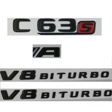 Блестящие черные буквы для C63s Для AMG V8 BITURBO Значки Эмблемы для Mercedes Benz W205 2024 - купить недорого