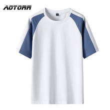 Novo verão t shirt dos homens de algodão manga curta tshirt solto casual topo t masculino hip hop pulôver retalhos streetwear roupas 2024 - compre barato