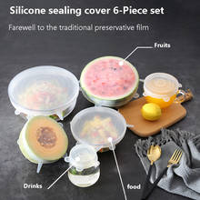 Tapas universales de silicona para alimentos, cubiertas elásticas reutilizables para cuencos y ollas, accesorios de cocina, 6 uds. 2024 - compra barato