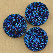 Cuentas redondas de cristal azul oscuro para joyería, gemas de piedra drusa Natural con parte posterior plana, cabujones, gemas de cristal sueltas 2024 - compra barato