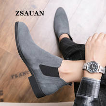 ZSAUAN-Botas Chelsea para hombre, botines puntiagudos de cuero de ante Artificial básico, zapatos británicos para otoño y primavera, color gris 2024 - compra barato