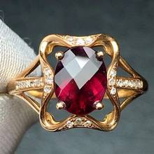 Rubilte anel de pedras preciosas, joias finas 18 k ouro natural de turmalina rubi 1.6ct de diamante, presente para mulheres, anéis finos 2024 - compre barato