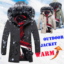 Толстая теплая зимняя мужская куртка с флисовой подкладкой, парка с капюшоном, мужская куртка с меховым воротником, Veste Dhiver Hommes, длинная куртка, пальто 2024 - купить недорого