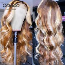 COLODO Blonde Piano Color Human Hair Wigs Pre Plucked Deep Wave Wig Brazilian Remy Hair Straight Lace Front Wig for Black Women 2024 - buy cheap