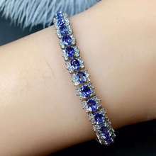 Tanzanite bangle Free shipping Natural real TanzaniteBracelet For men or women 925 sterling silver bangle 2024 - buy cheap