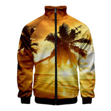 Ocean Beautiful Seaside View Coconut Tree Hoodies Men Women Long Sleeve Hoodie Sweatshirt Autumn Winter Zip up Jacket Tops 2024 - buy cheap