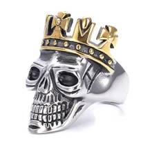 Мужское кольцо с черепом King, готическое Винтажное кольцо с короной, лучший подарок для мужчин 2024 - купить недорого