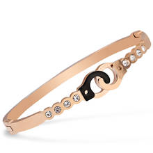Stainless Steel Handcuff Bracelet Rose Gold For Women Hand Cuff Bracelets Bangle Zircon Jewelry Men Hip Hop Rock Friend Couple 2024 - buy cheap