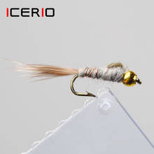 ICERIO 6PCS #12 Bead Head Grey Hare's Ear Nymphs Tying Hook Trout Fly Fishing Lures 2024 - buy cheap