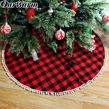 OurWarm-falda de árbol de Navidad a cuadros de Búfalo, falda de árbol de Navidad de doble capa roja, decoración de fiesta en casa, falda de árbol de Navidad de tela 2024 - compra barato